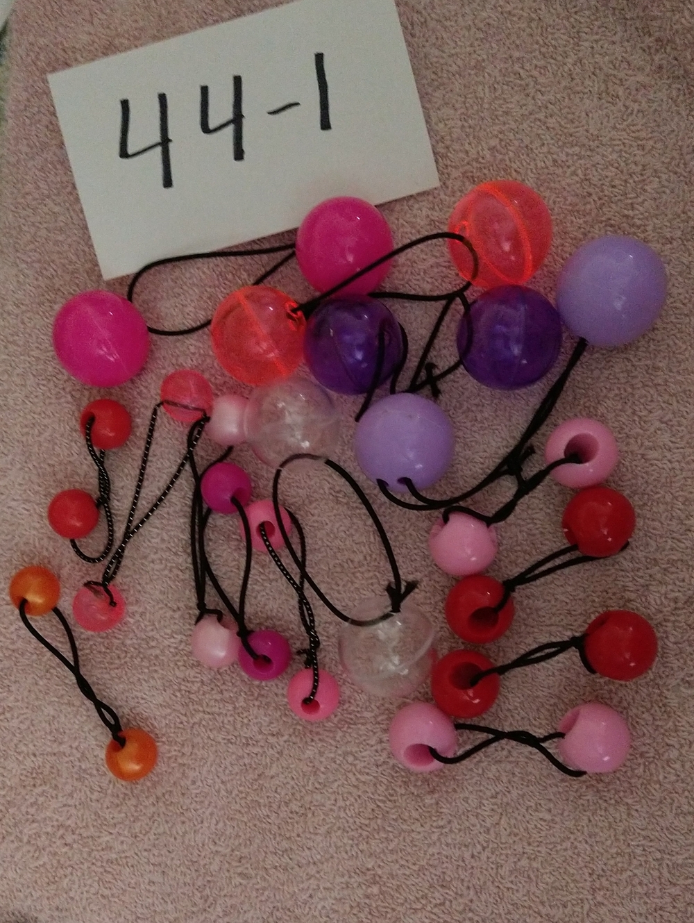 Kids Colorful Bead Hair Ties - Pink, Purple, Red, Orange, Clear